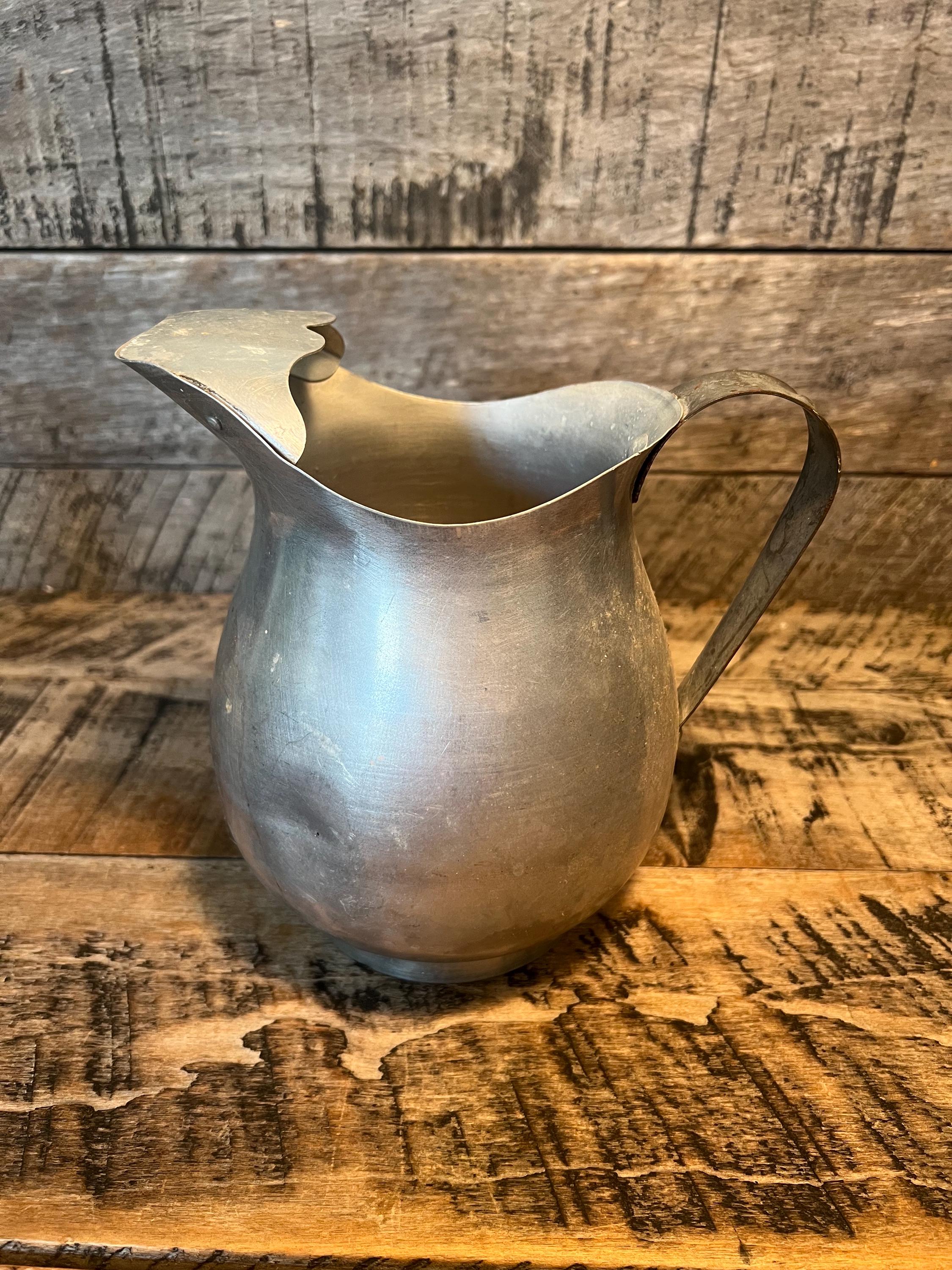 Vtg Hadson Pure Aluminum Water Pitcher Rustic Kitchen Decor Ware