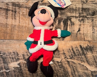 Disney Mini Bean Bag Santa Mickey 9” Plush Animal With Tag