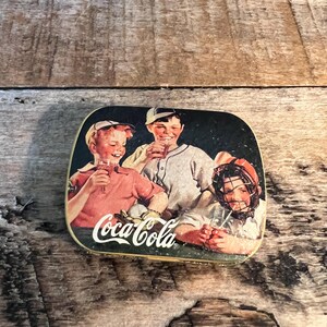 Small Coca Cola Tin Container With Lid Rare Vtg
