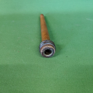 Vintage Industrial Textile Mill Wooden Bobbin With Metal Band