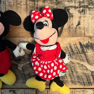 Vtg Mickey & Minnie Mouse Plush Lot – Classic Disney Stuffed Toys Pair image 7