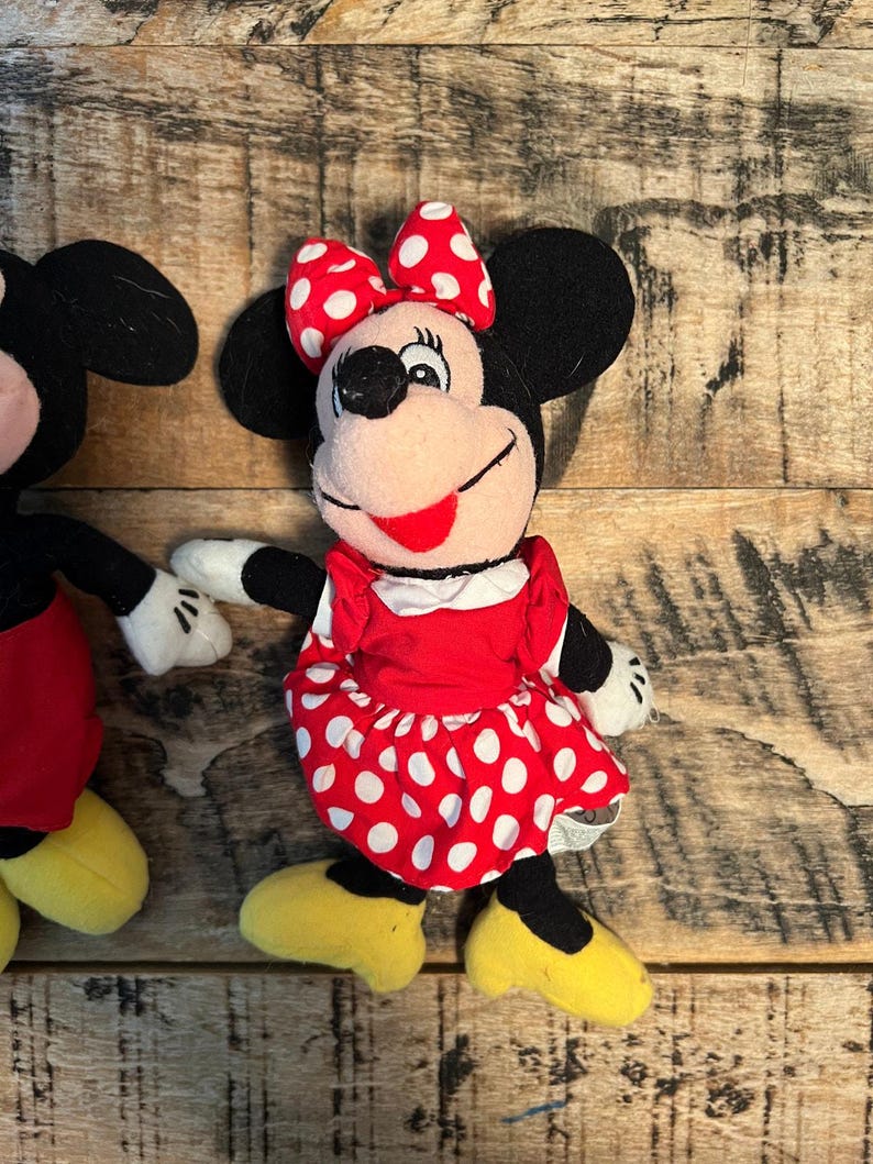 Vtg Mickey & Minnie Mouse Plush Lot – Classic Disney Stuffed Toys Pair image 7
