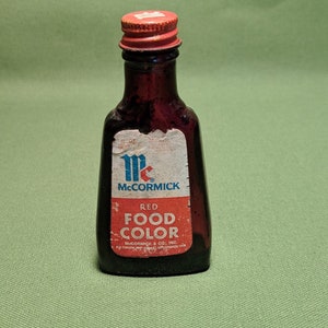 Vintage McCormic Red Food Color Bottle, Kitchen Decore