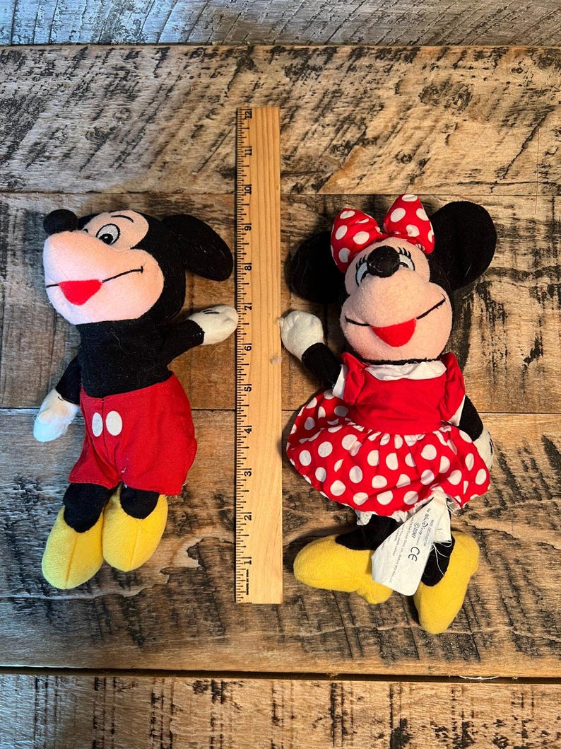 Vtg Mickey & Minnie Mouse Plush Lot – Classic Disney Stuffed Toys Pair image 9