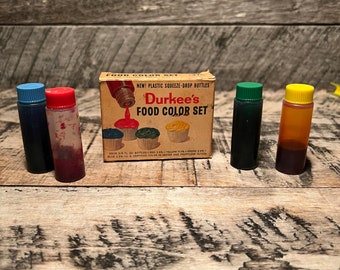 Vintage Durkee’s food coloring box with containers