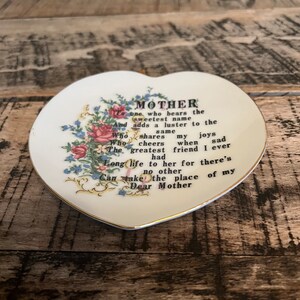 Mother&#39;s Day Decorative Heart Shaped Plate with Beautiful Poem Vintage Decor Home Decor Kitchen Decor