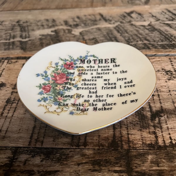 Mother's Day Decorative Heart Shaped Plate with Beautiful Poem