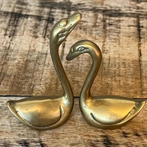 Pair Of Mini Brass Swan Paper Weight Home Decor