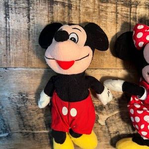 Vtg Mickey & Minnie Mouse Plush Lot – Classic Disney Stuffed Toys Pair image 3