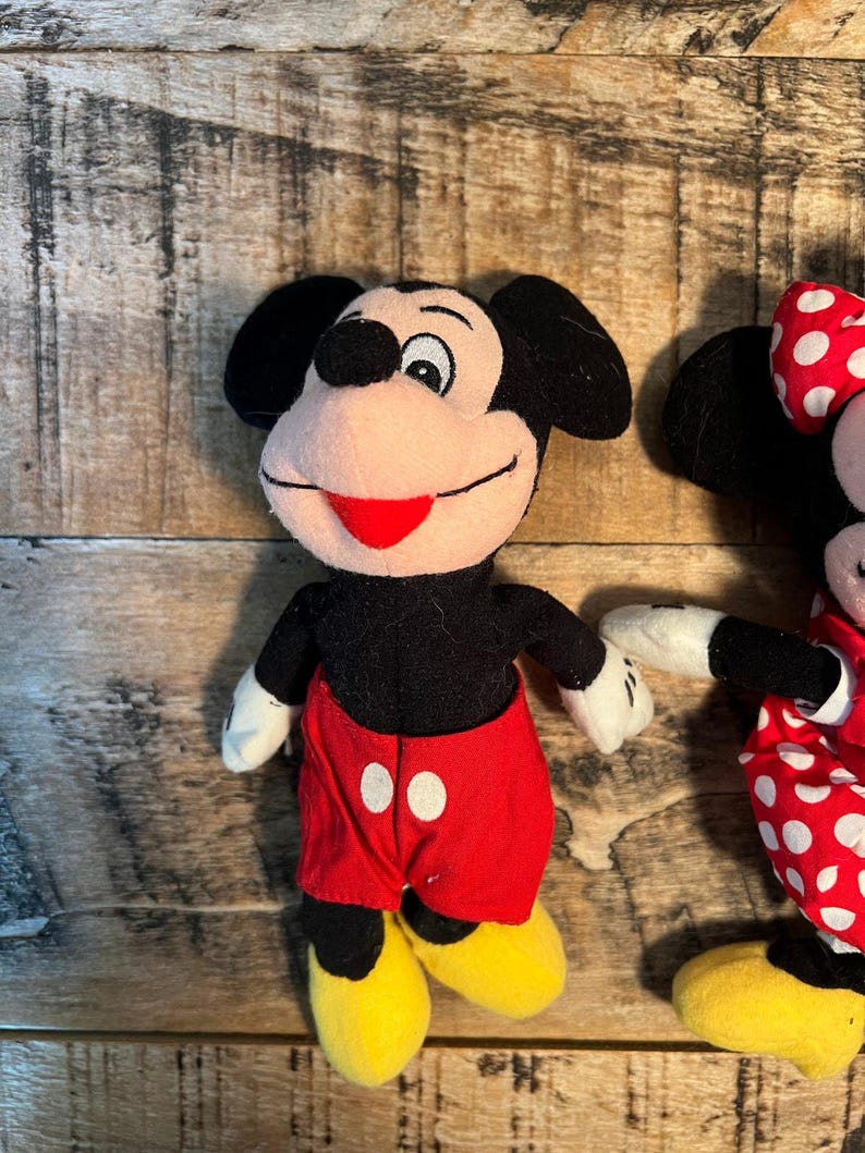 Vtg Mickey & Minnie Mouse Plush Lot – Classic Disney Stuffed Toys Pair image 3