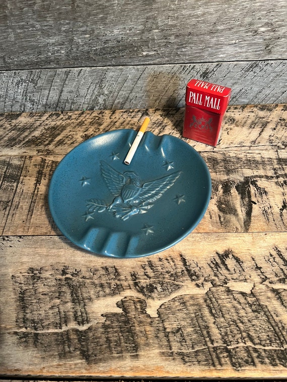Vintage Blue Ashtray American Eagle CP