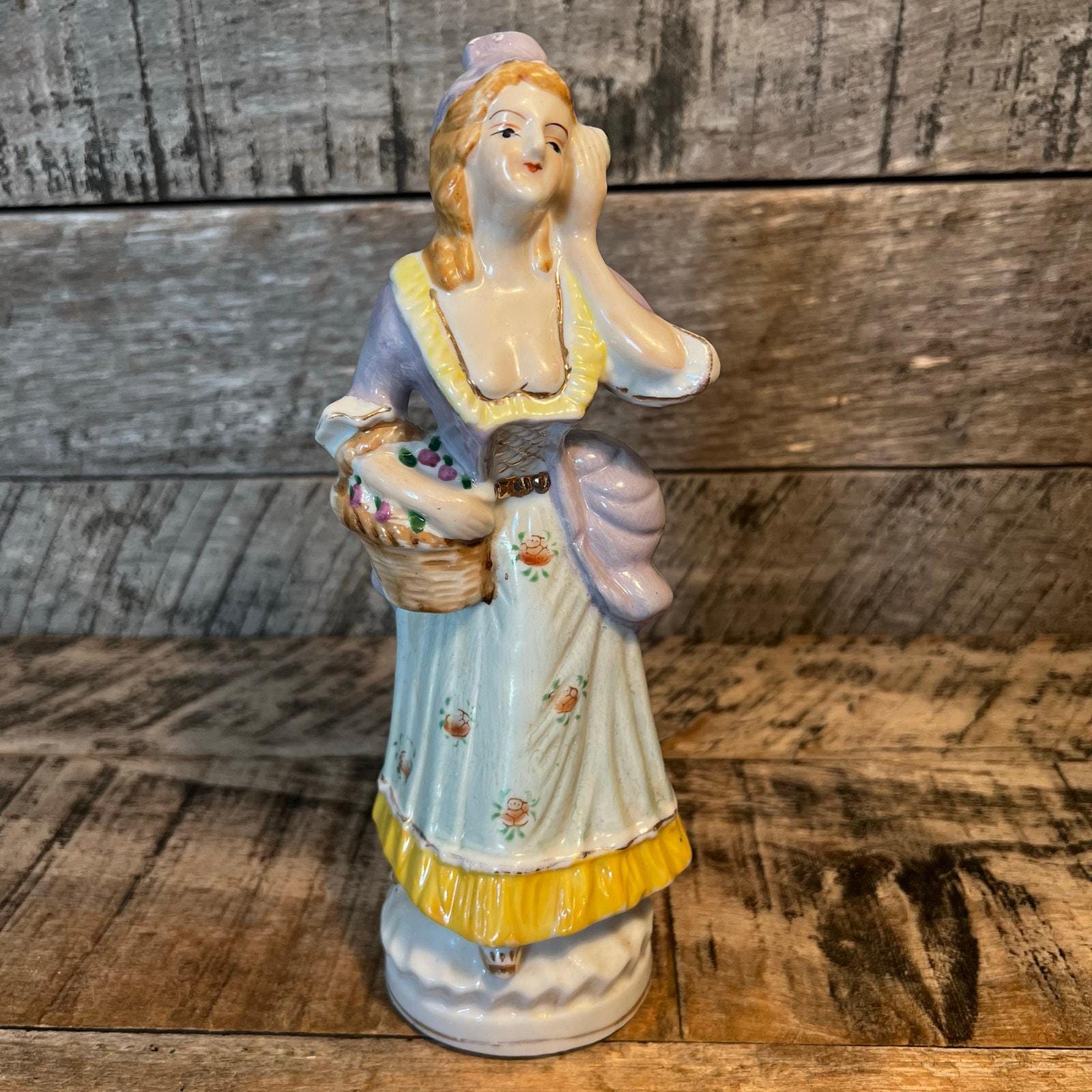 Porcelain Woman With Basket Figurine - Etsy