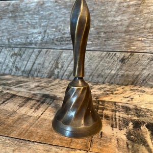 Vtg Brass Swirl Hand Held Bell Home Decor Art Decor