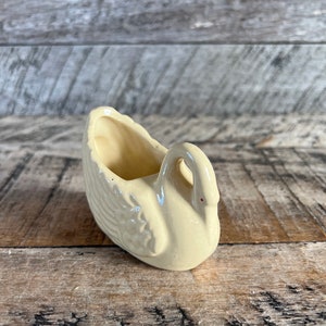 Mini Ceramic Beige Tan Swan Planter Vintage Home Decor
