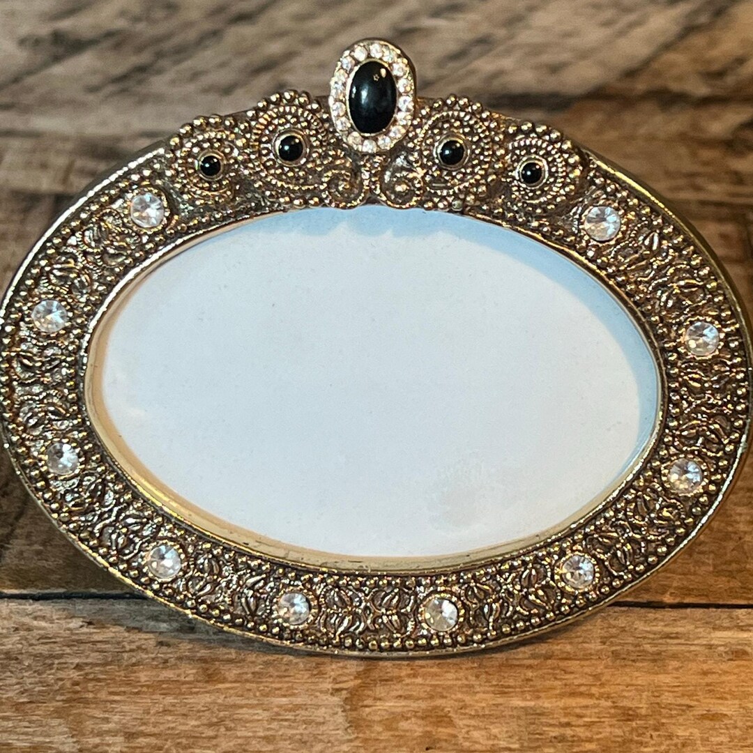 Vintage Style Gold Tone Jeweled Oval Picture Frame - Etsy