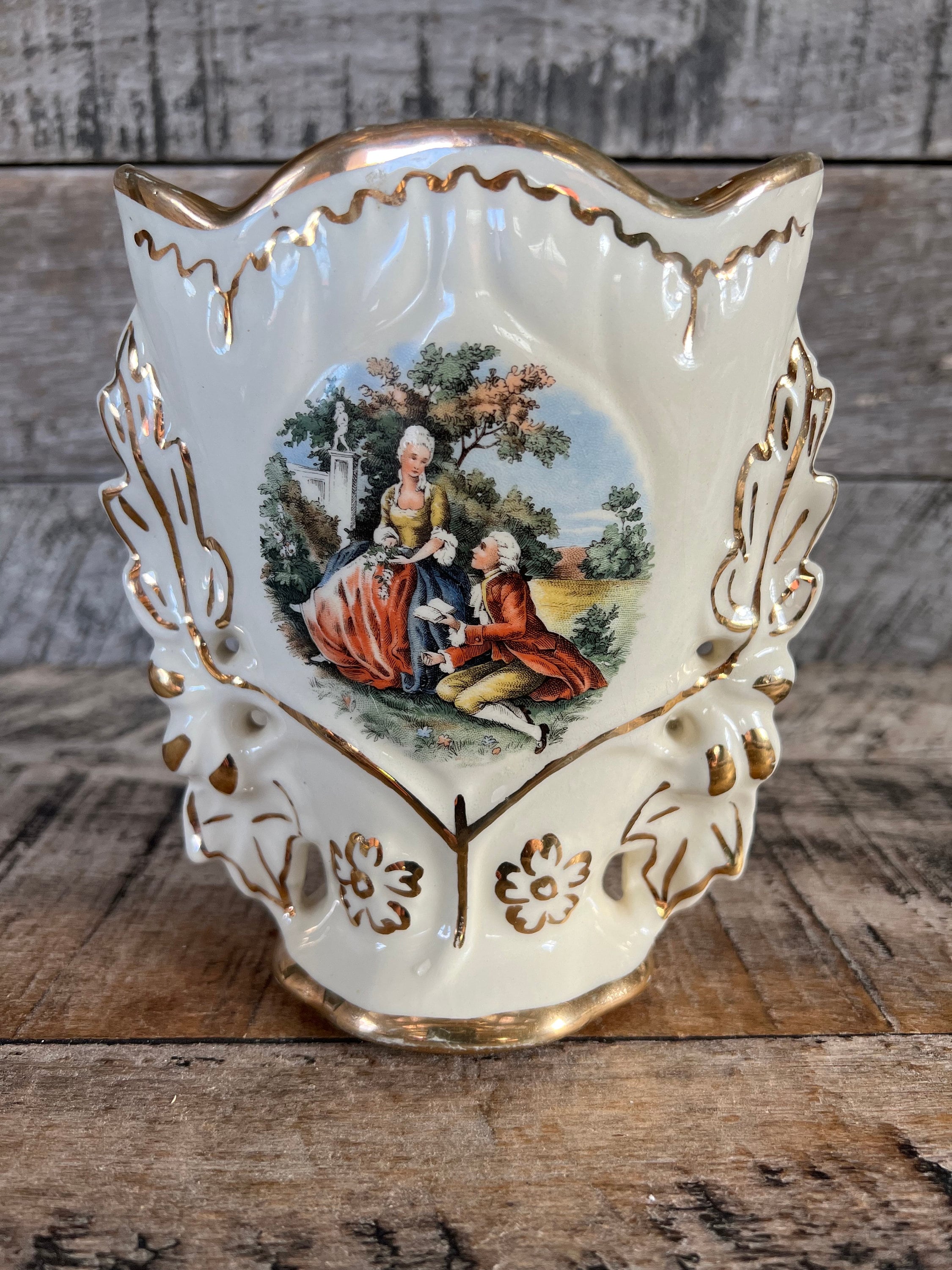 George Washington Courting Martha Vase Vintage Home Decor