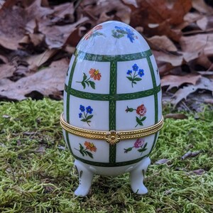 Vintage Ceramic Egg Trinket Box Home Decor