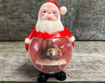 Vintage Santa Snow Globe Plastic Christmas Figure Mini Water Globe READ