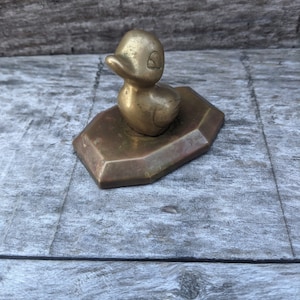 Vintage Brass Duck on Base.