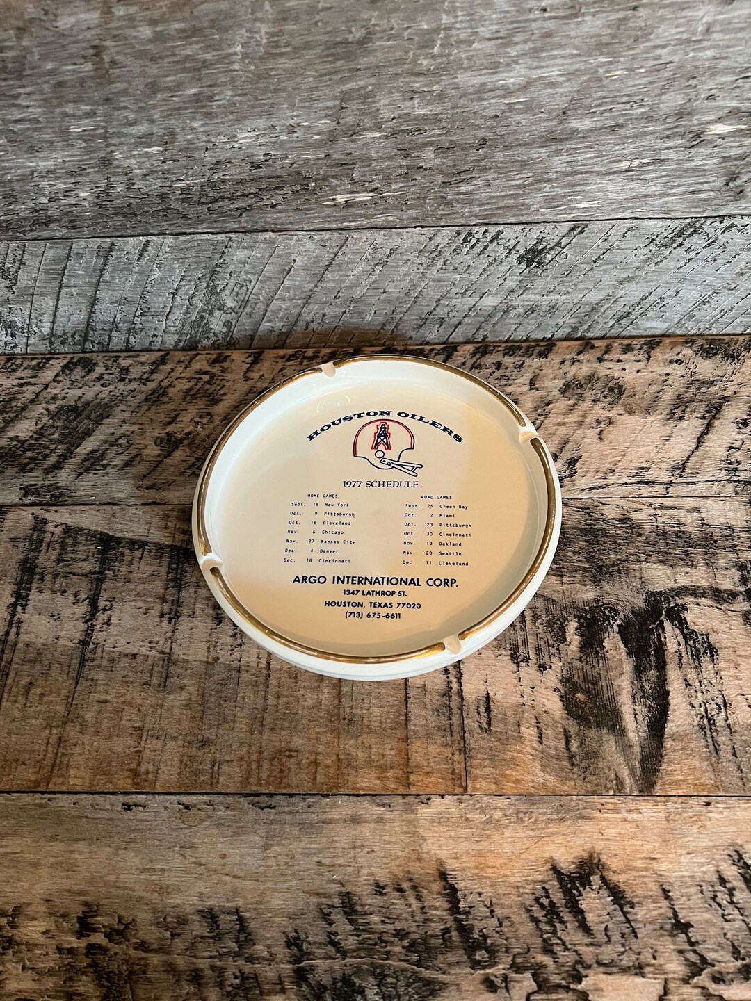 Vintage Ceramic Houston Oilers 1997 Schedule Ashtray Etsy