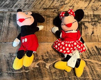 Vtg Mickey & Minnie Mouse Plush Lot – Classic Disney Stuffed Toys Pair