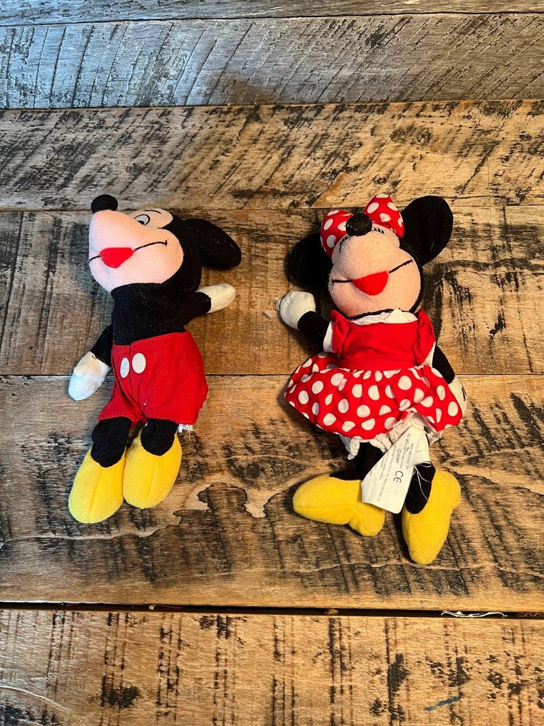 Vtg Mickey & Minnie Mouse Plush Lot – Classic Disney Stuffed Toys Pair image 1