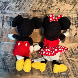 Vtg Mickey & Minnie Mouse Plush Lot – Classic Disney Stuffed Toys Pair image 2