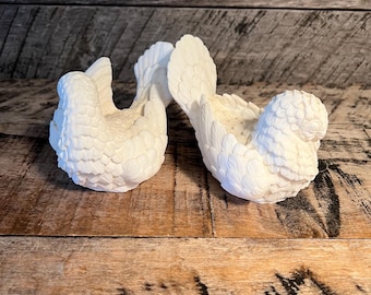 Pair Of Italian Alabaster Dove Sculptor Statue Figurine Vtg