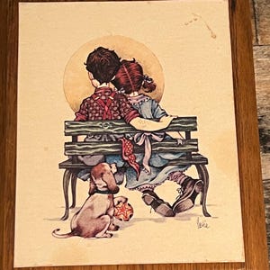 Boy And Girl On Bench Wood Plaque Home Decor