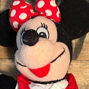 Vtg Mickey & Minnie Mouse Plush Lot – Classic Disney Stuffed Toys Pair image 4