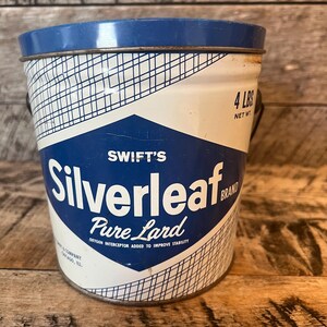 Swifts Silver leaf Pure Lard 4lb Tin Bucket Rare