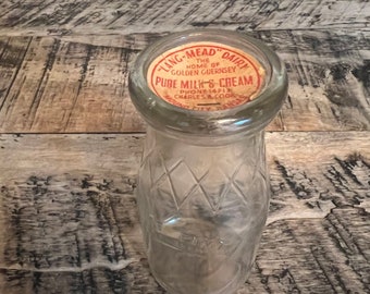 Vintage Pure Milk Cream Glass Bottle