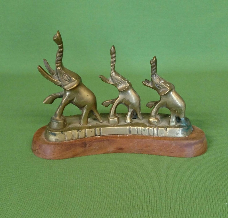 Vintage Brass Elephants Statue Figurine Home Decor Etsy