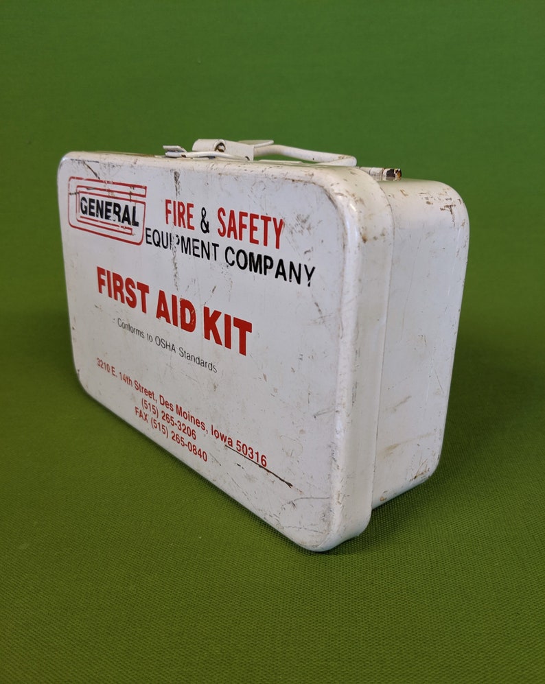 Vintage First Aid Kit Metal Box by General Etsy