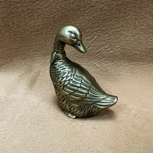 Brass Duck with Bow / Brass Country Duck / Paper Weight Vintage Home Decor