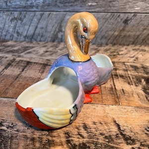 Vtg Ceramic 2 Department Swan Planter Holder Japan READ