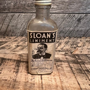 Vintage Sloans liniment medicine, bottle, medical collection display
