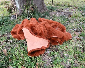 Genuine Shearling - Rust Colored Fleece