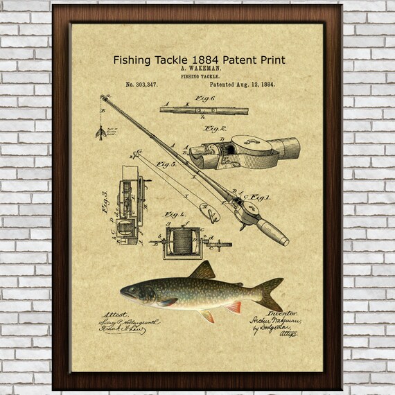 Fishing Tackle Patent Print Art Vintage Fishing Rod Fishing Etsy