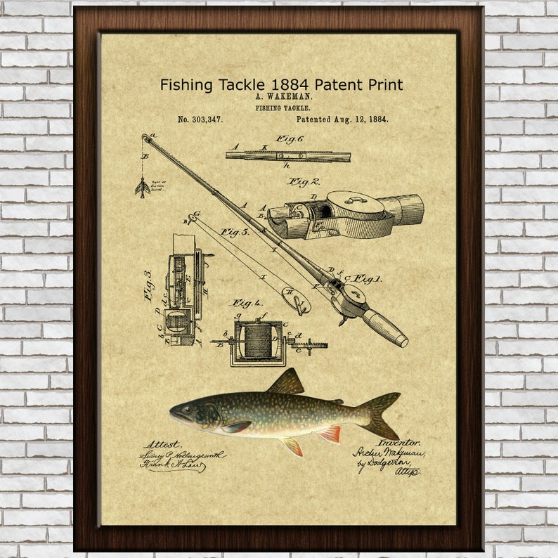 Fishing Tackle Patent Print Art Vintage Fishing Rod Fishing Etsy