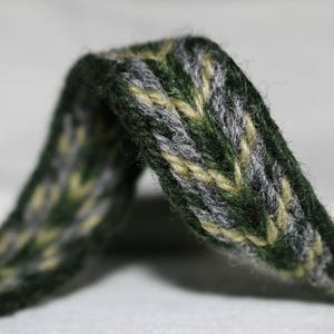 Tablet geweven Vikingband/riem (100% wol), 1-5 m, groengrijs, zonder kwastjes