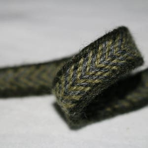 Finitura/fascia/cintura vichinga intrecciata in compresse (100% lana), 1-5 m, verde-grigio, senza nappe