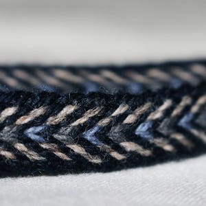 Tablet geweven Viking-band/riem (100% wol), 1-5 m, blauw-beige-grijs, zonder kwastjes