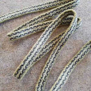 Finitura/fascia/cintura vichinga intrecciata in compresse (100% lana), 1-5 m, verde-grigio, senza nappe
