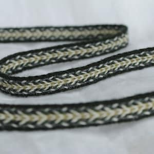 Cintura/fascia/orlo vichingo intrecciato a tavoletta (100% lana), 1-5 m, verde-grigio, senza nappe