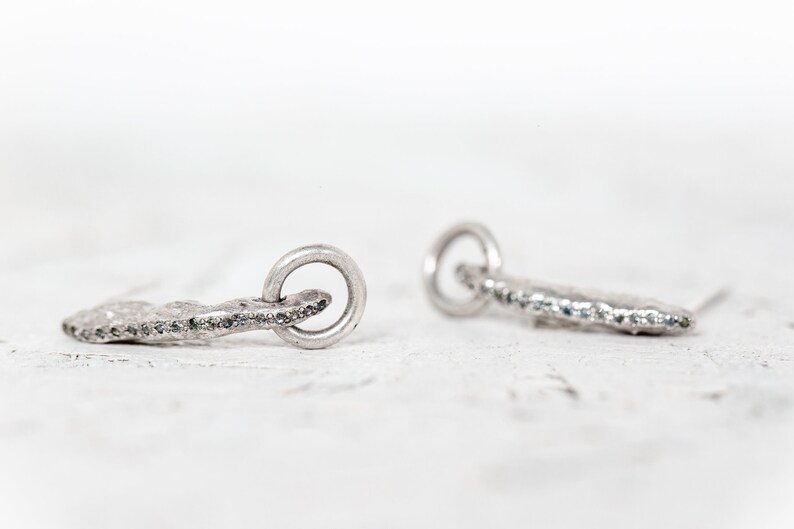 Blue Sapphire Earrings Small Dangle Earrings For Women Israeli Jewelry Gemstone Earrings September Birthstone Silver Stud Earrings