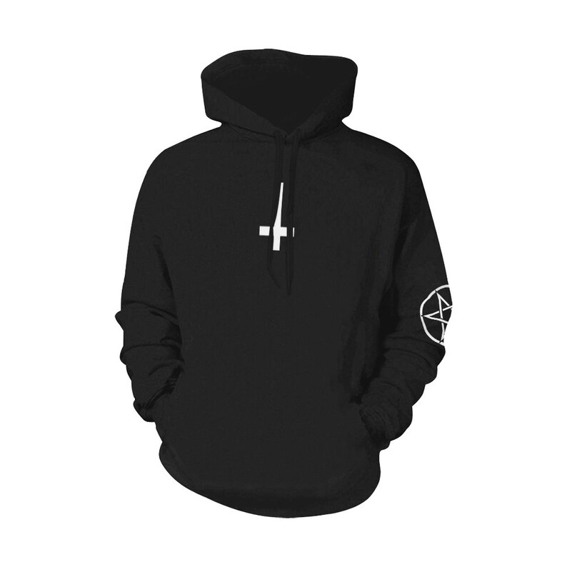 Antichrist Inverted Cross Wiccan Hoodie Pentagram