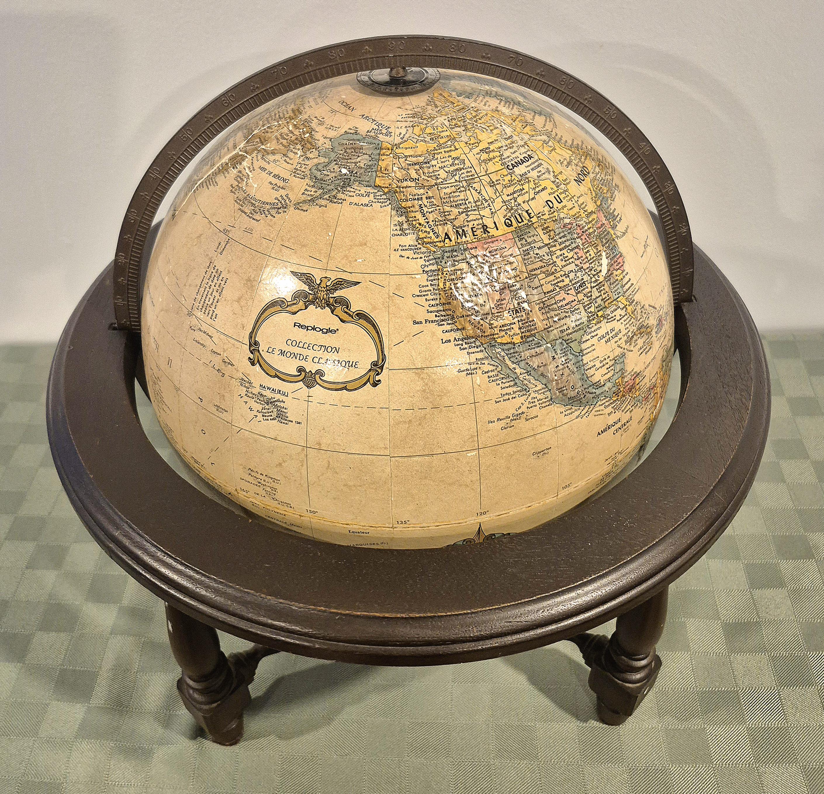 Vintage World Globe 16” French – Replogle Wood Stand Cold War Era - Etsy