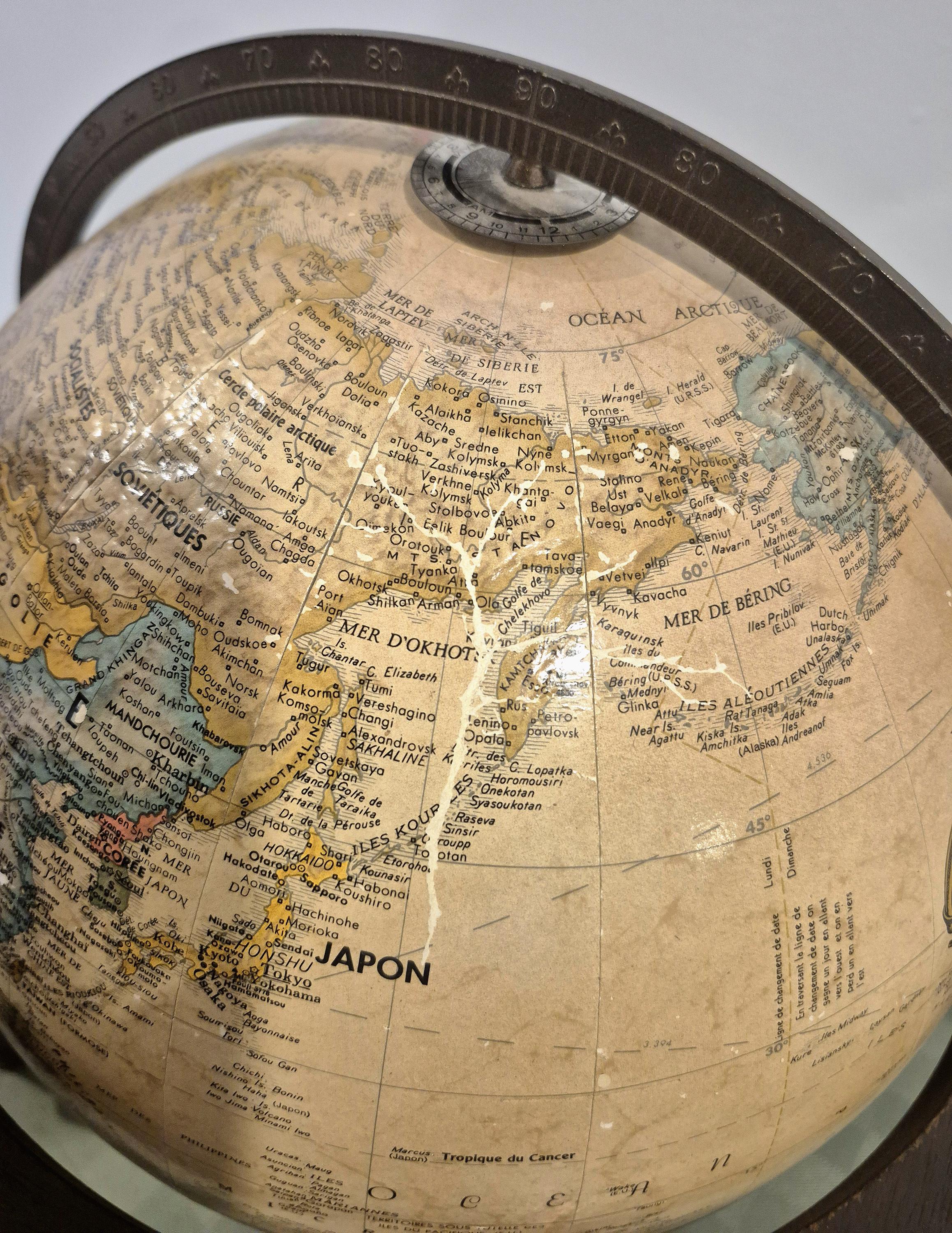 Vintage World Globe 16” French – Replogle Wood Stand Cold War Era - Etsy