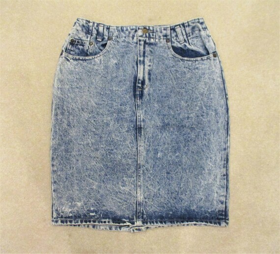 Vintage Acid Wash Denim Pencil Skirt